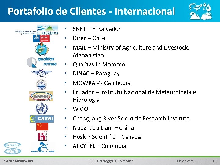 Portafolio de Clientes - Internacional • SNET – El Salvador • Direc – Chile