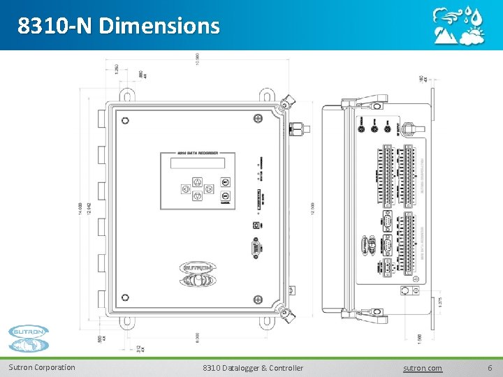 8310 -N Dimensions Sutron Corporation 8310 Datalogger & Controller sutron. com 6 