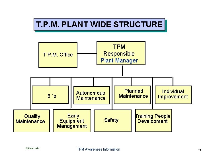 T. P. M. PLANT WIDE STRUCTURE TPM Responsible Plant Manager T. P. M. Office