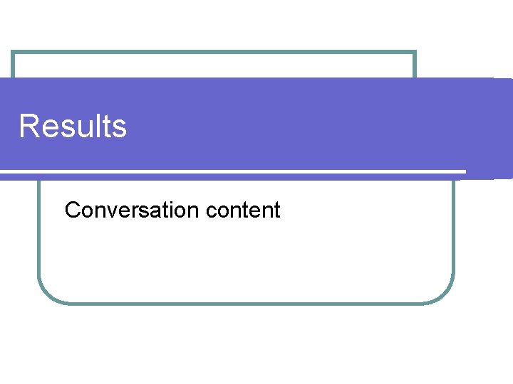 Results Conversation content 