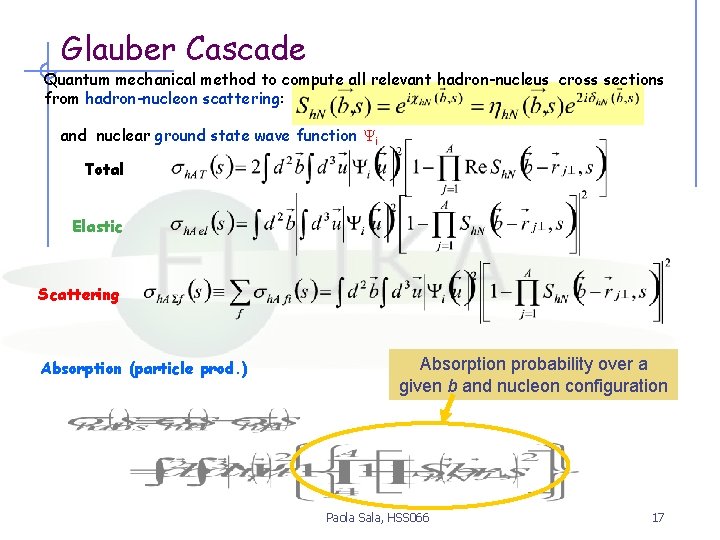 Glauber Cascade Quantum mechanical method to compute all relevant hadron-nucleus cross sections from hadron-nucleon