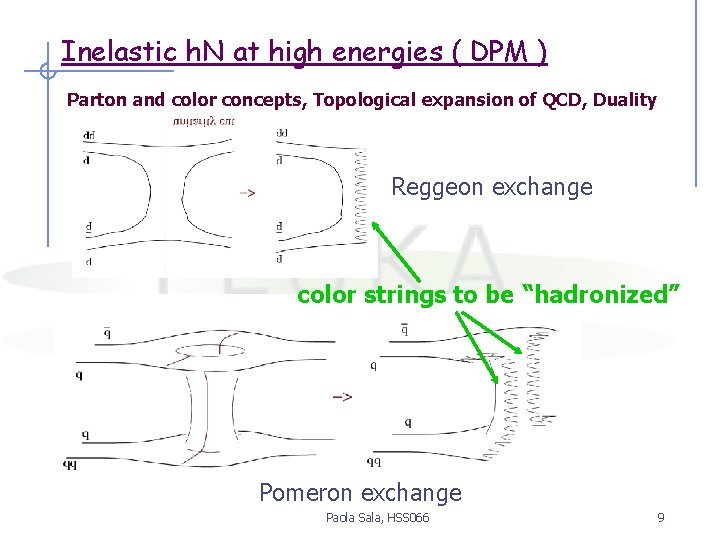 Inelastic h. N at high energies ( DPM ) Parton and color concepts, Topological