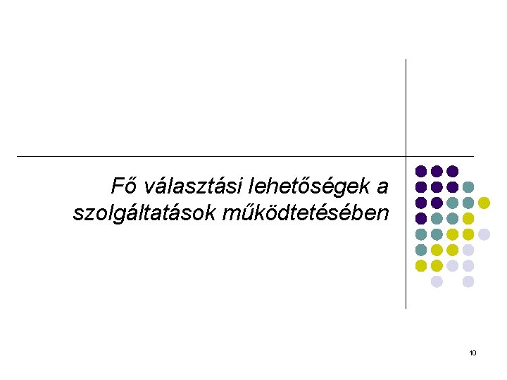 Fő választási lehetőségek a szolgáltatások működtetésében 10 