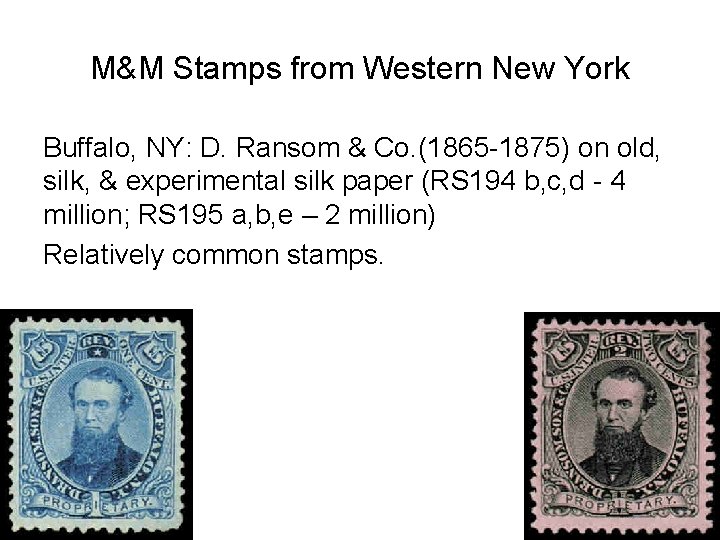 M&M Stamps from Western New York Buffalo, NY: D. Ransom & Co. (1865 -1875) M&M Stamps from Western New York Buffalo, NY: D. Ransom & Co. (1865 -1875)
