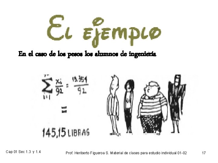En el caso de los pesos los alumnos de ingeniería Cap 01 Sec 1.