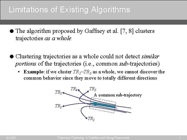 Limitations of Existing Algorithms = The algorithm proposed by Gaffney et al. [7, 8]
