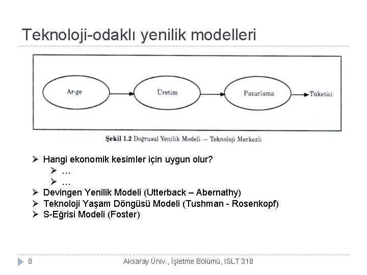 Teknoloji-odaklı yenilik modelleri Ø Hangi ekonomik kesimler için uygun olur? Ø … Ø Devingen