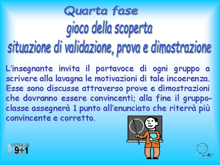 L’insegnante invita il portavoce di ogni gruppo a scrivere alla lavagna le motivazioni di