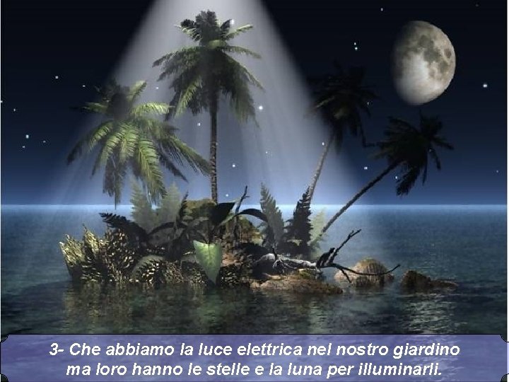 3 - Che abbiamo la luce elettrica nel nostro giardino ma loro hanno le
