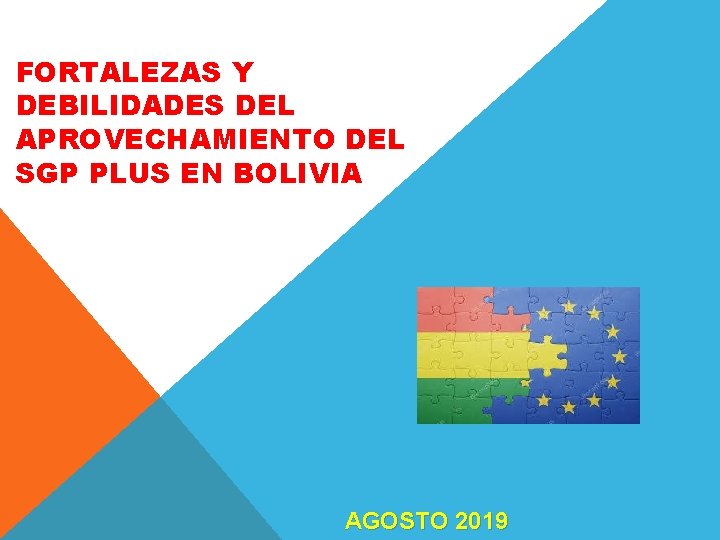 FORTALEZAS Y DEBILIDADES DEL APROVECHAMIENTO DEL SGP PLUS EN BOLIVIA AGOSTO 2019 