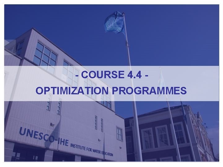 - COURSE 4. 4 OPTIMIZATION PROGRAMMES 1 