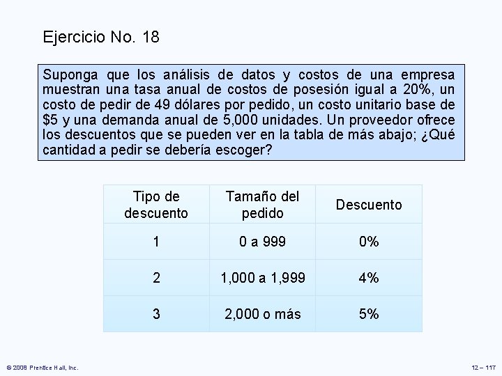 Ejercicio No. 18 Suponga que los análisis de datos y costos de una empresa Ejercicio No. 18 Suponga que los análisis de datos y costos de una empresa