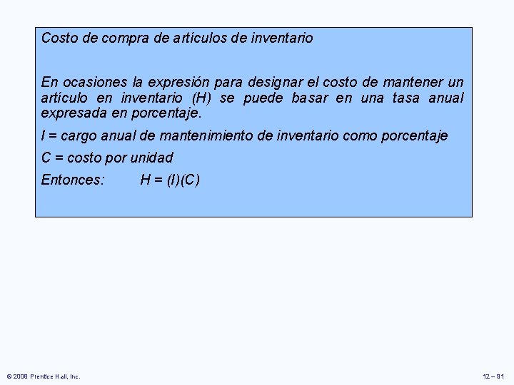 Costo de compra de artículos de inventario En ocasiones la expresión para designar el Costo de compra de artículos de inventario En ocasiones la expresión para designar el