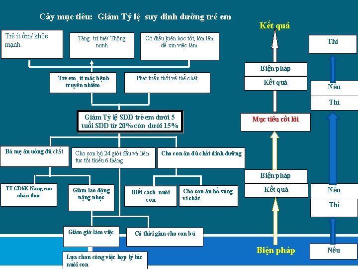 Cây mục tiêu: Giảm Tỷ lệ suy dinh dưỡng trẻ em Trẻ ít ốm/