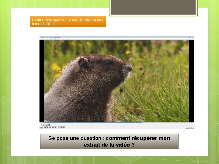 Le document que vous venez d’extraire a une durée de 00: 10. Se pose