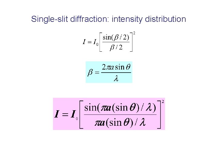 Single-slit diffraction: intensity distribution 
