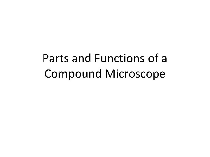Parts and Functions of a Compound Microscope 