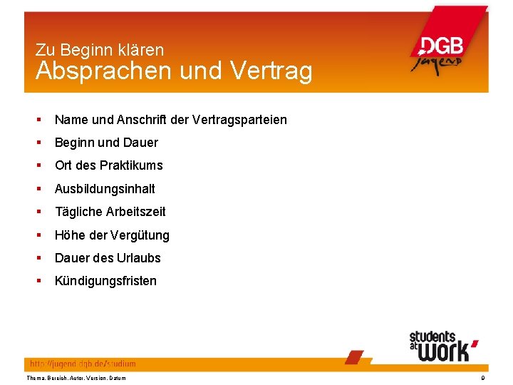 Zu Beginn klären Absprachen und Vertrag Name und Anschrift der Vertragsparteien Beginn und Dauer