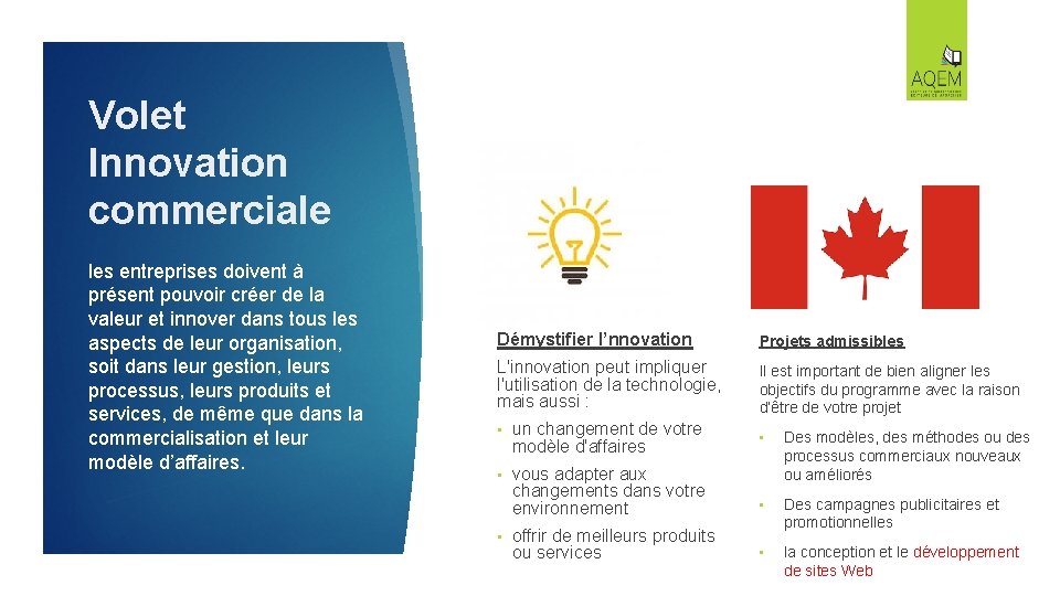 Volet Innovation commerciale les entreprises doivent à présent pouvoir créer de la valeur et