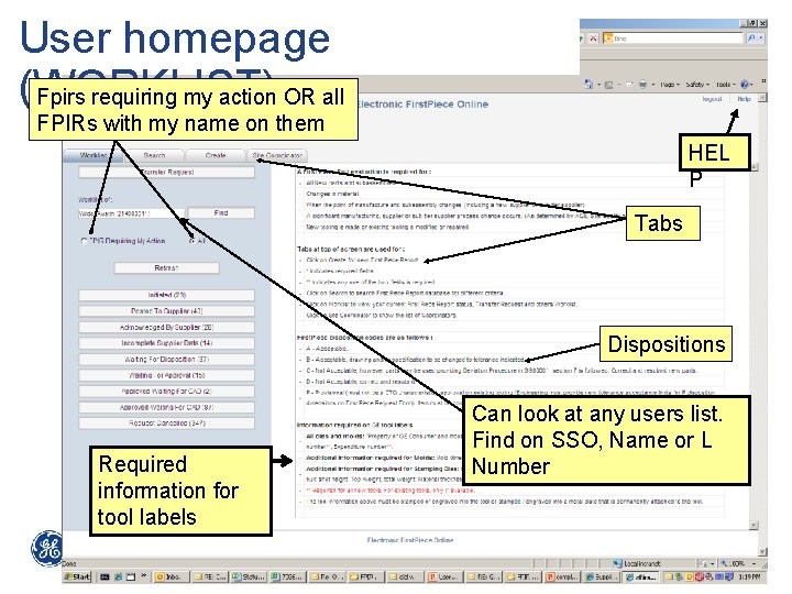 User homepage (WORKLIST) Fpirs requiring my action OR all FPIRs with my name on User homepage (WORKLIST) Fpirs requiring my action OR all FPIRs with my name on