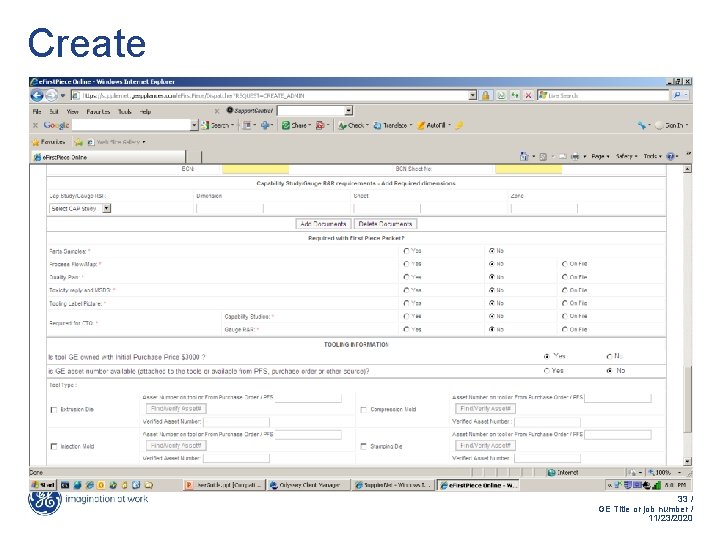 Create 33 / GE Title or job number / 11/23/2020 Create 33 / GE Title or job number / 11/23/2020