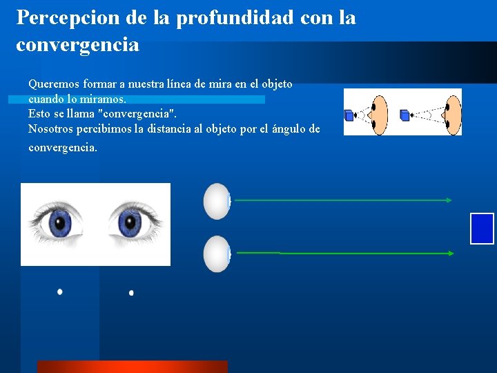 Percepcion de la profundidad con la convergencia Queremos formar a nuestra línea de mira