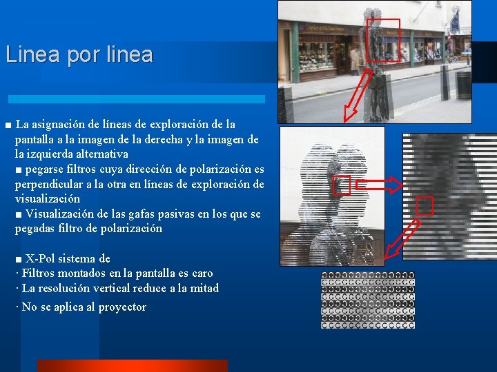 Linea por linea ■ La asignación de líneas de exploración de la pantalla a