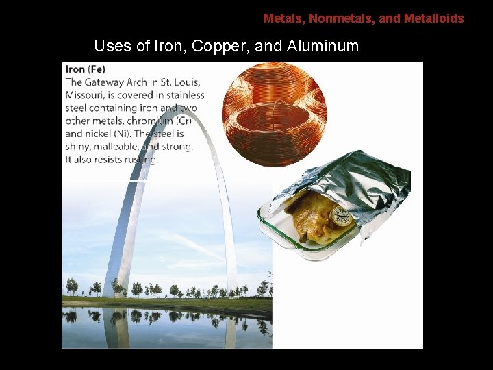 6. 1 Metals, Nonmetals, and Metalloids Uses of Iron, Copper, and Aluminum 6. 1 Metals, Nonmetals, and Metalloids Uses of Iron, Copper, and Aluminum