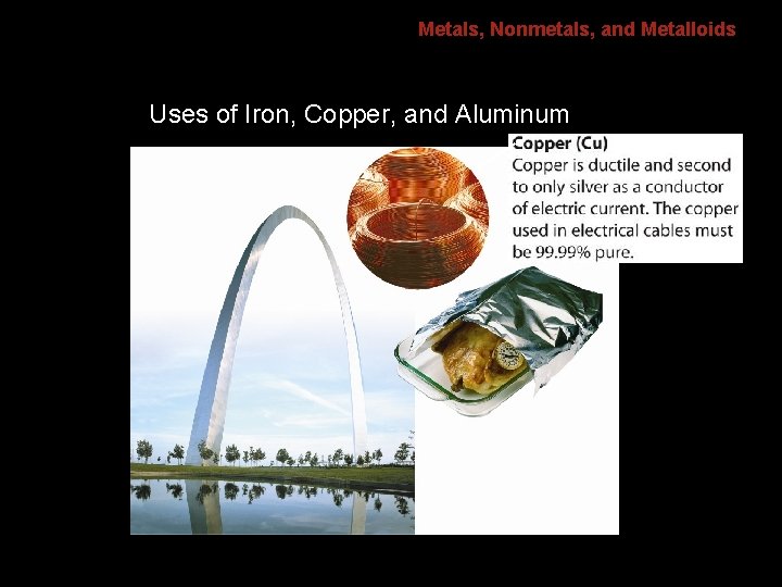 6. 1 Metals, Nonmetals, and Metalloids Uses of Iron, Copper, and Aluminum 6. 1 Metals, Nonmetals, and Metalloids Uses of Iron, Copper, and Aluminum