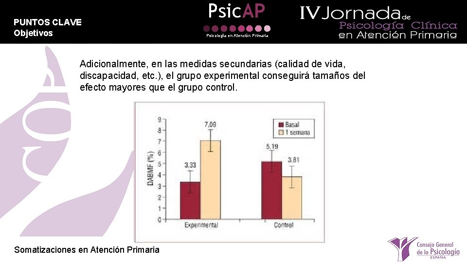 PUNTOS CLAVE Objetivos Psic. AP Psicología en Atención Primaria Adicionalmente, en las medidas secundarias