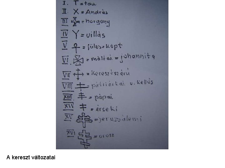 A kereszt változatai A kereszt változatai