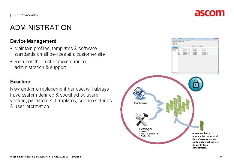 [ IP-DECT & Vo. Wi. Fi ] ADMINISTRATION Device Management § Maintain profiles, templates