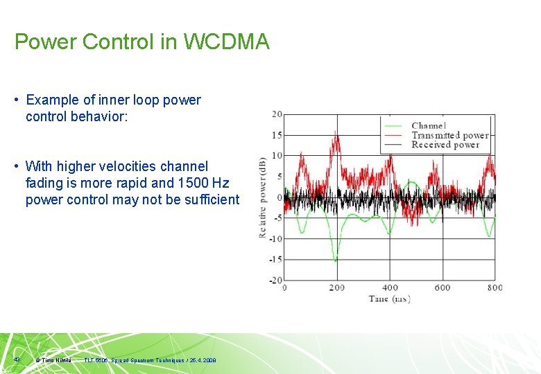 Power Control in WCDMA • Example of inner loop power control behavior: • With