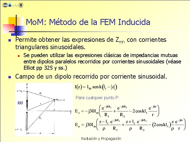 Mo. M: Método de la FEM Inducida n Permite obtener las expresiones de Zmn