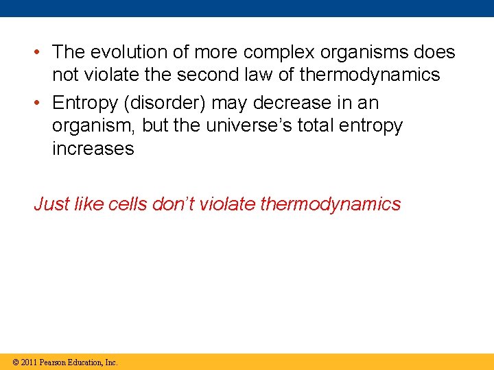  • The evolution of more complex organisms does not violate the second law