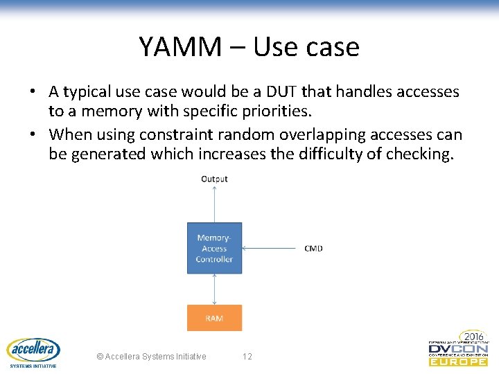 YAMM – Use case • A typical use case would be a DUT that