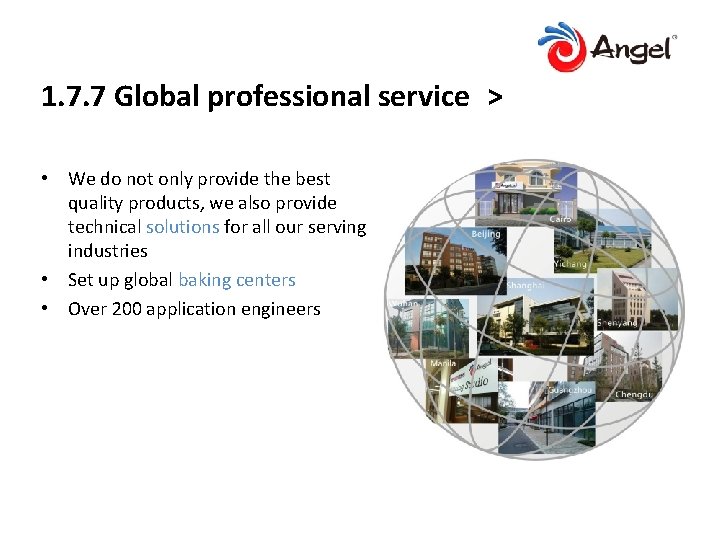 1. 7. 7 Global professional service > • We do not only provide the