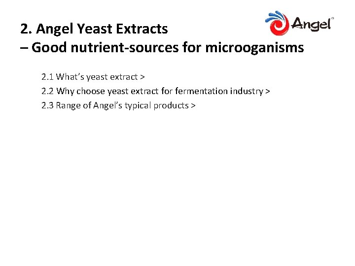 2. Angel Yeast Extracts – Good nutrient-sources for microoganisms 2. 1 What’s yeast extract