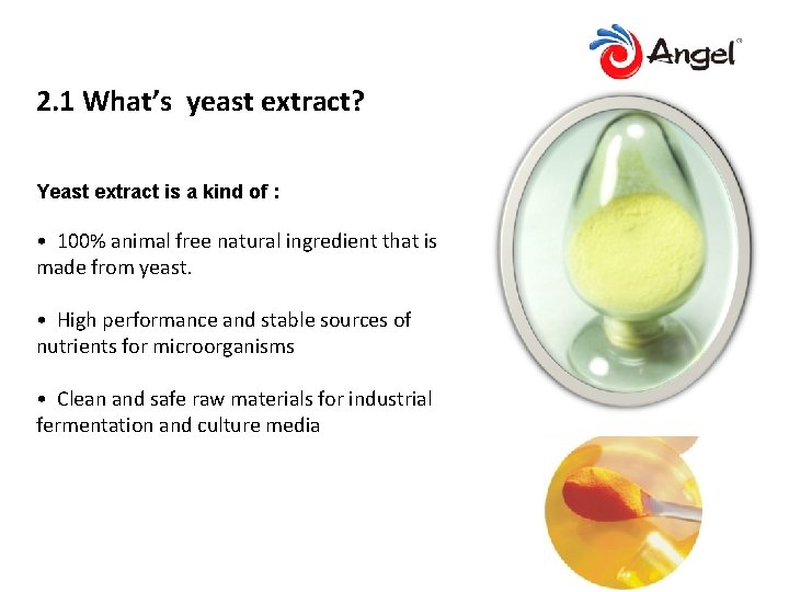 2. 1 What’s yeast extract? Yeast extract is a kind of : • 100%