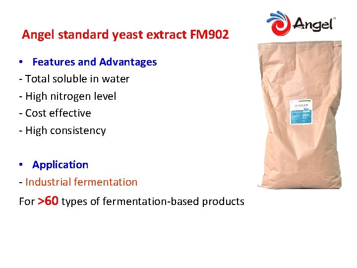 Angel standard yeast extract FM 902 • Features and Advantages - Total soluble in