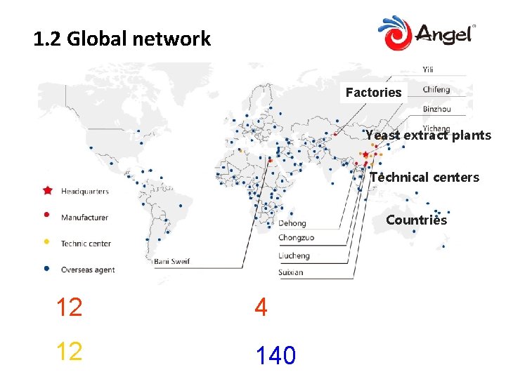 1. 2 Global network Factories Yeast extract plants Technical centers Countries 12 4 12