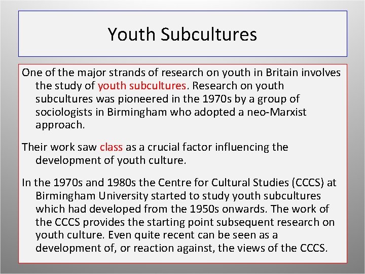 Week Four Mediating Subcultural Capital Session Topics Youth