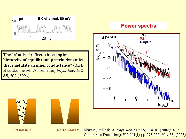 20 p. A BK channel, 60 m. V Power spectra 0 p. A 2/Hz