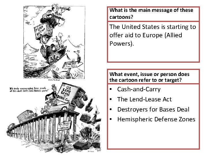 What is the main message of these cartoons? The United States is starting to What is the main message of these cartoons? The United States is starting to