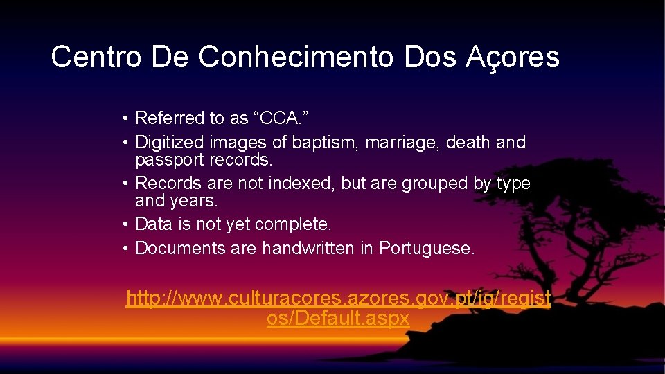 Centro De Conhecimento Dos Açores • Referred to as “CCA. ” • Digitized images