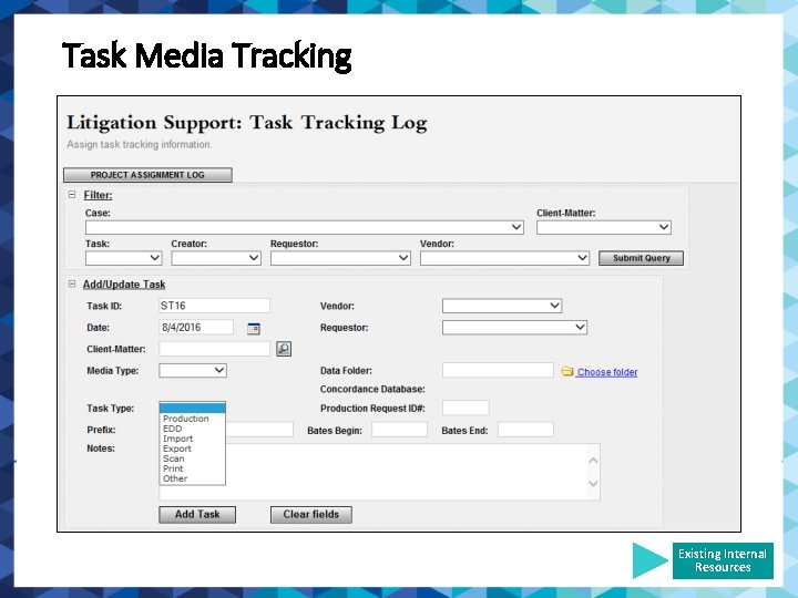 Task Media Tracking Existing Internal Resources 
