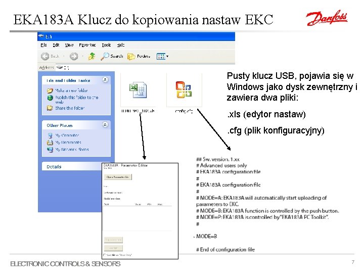 EKA 183 A Klucz do kopiowania nastaw EKC Pusty klucz USB, pojawia się w