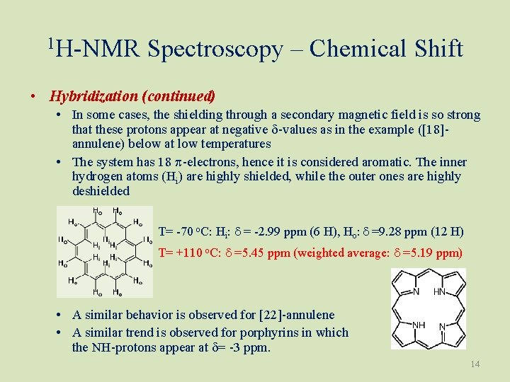 1 H-NMR Spectroscopy – Chemical Shift • Hybridization (continued) • In some cases, the