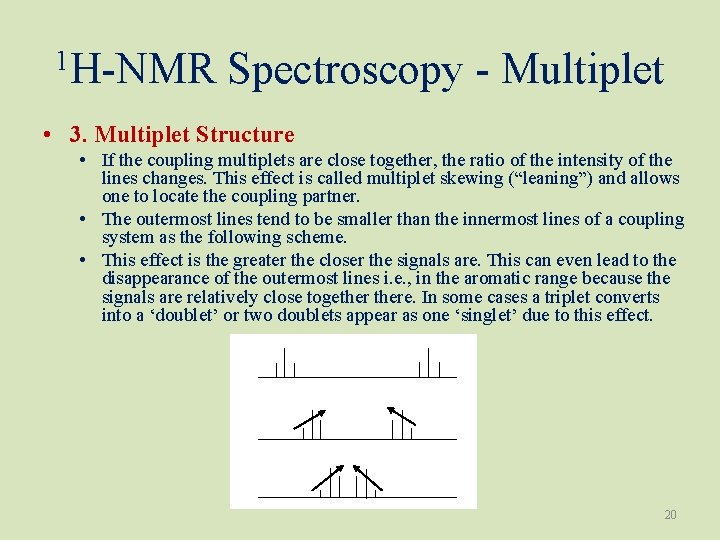 1 H-NMR Spectroscopy - Multiplet • 3. Multiplet Structure • If the coupling multiplets
