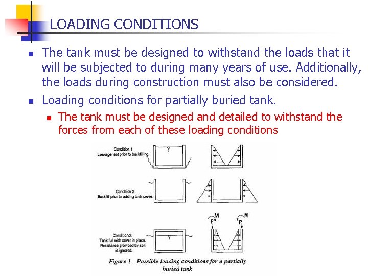 LOADING CONDITIONS n n The tank must be designed to withstand the loads that